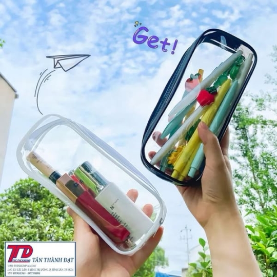Túi Đựng Bút Bằng PVC Trong Suốt Cỡ Lớn Có Khóa Kéo Tiện Dụng, Chất Lượng Cao Cho Học Sinh