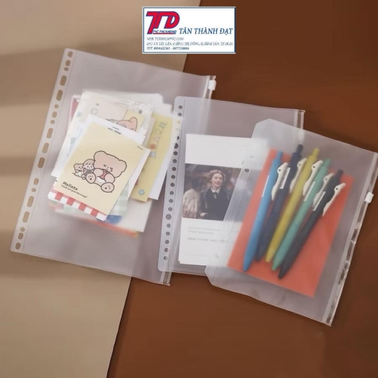 Túi Đựng Tài Liệu Bằng Nhựa PVC Trong Suốt Chống Thấm Nước Có Khóa Kéo – Nhiều Kích Thước & Loại Lỗ (A4/A5/A6/A7/B5)