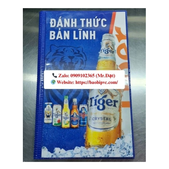 Ép nhựa menu cho các thương hiệu bia : tiger, bia sai gon, bia blanc, heniken,saporo...
