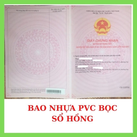 Vỏ Bìa Nhựa PVC Bảo Vệ Sổ Hồng – Chống Thấm, Chống Gãy Gập