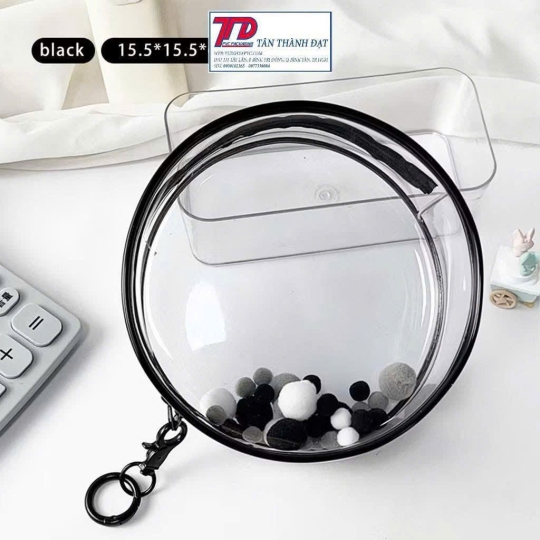 Túi Tròn Trong Suốt PVC Kèm Móc Khóa – Phong Cách Cực Chill